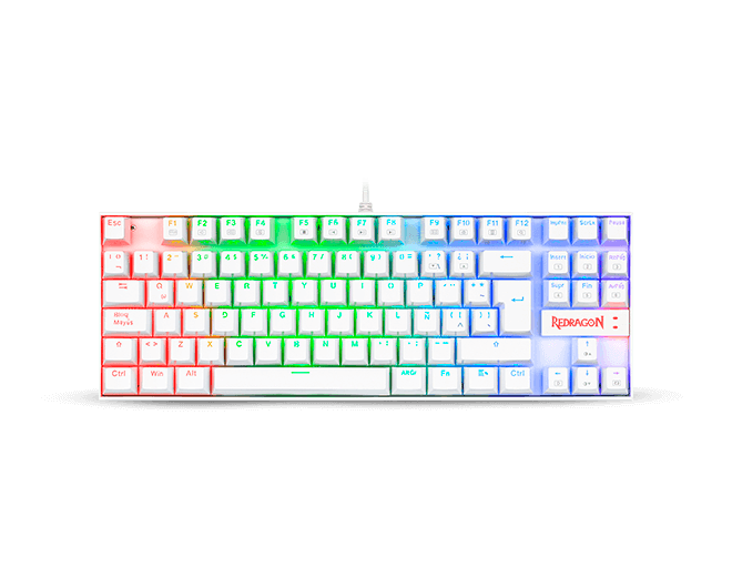 Teclado Mecánico TKL Redragon Kumara K552W White Rainbow Red Switch